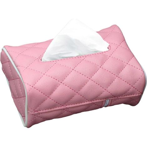 Boîte à mouchoirs pratique pour voiture, en cuir PU, se fixe solidement aux pare-soleil ou au siège arrière. Multicolore. (1/4)