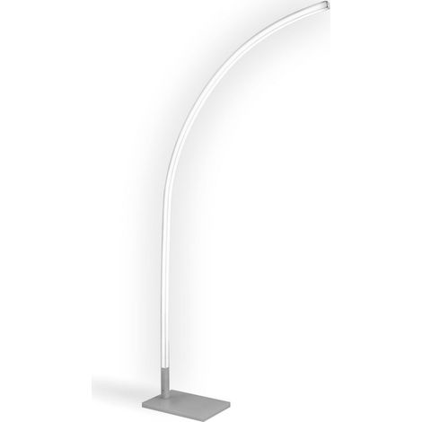 Lámpara de Pie de Metal Blanco con Acabado en Aluminio Cm. 70x24x192h
