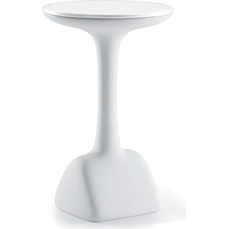 Mesa auxiliar alta redonda para taburetes 99 cm polietileno diseño Armillaria T1 - Blanco