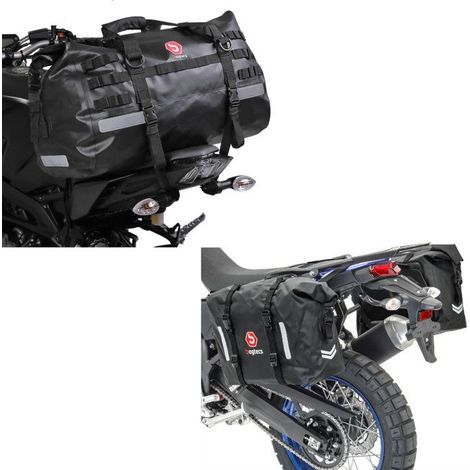 WP8 2x30L wasserdichte seitliche Motorrad-Satteltaschen + XB50 Dry Bag Motorrad-Hecktasche
