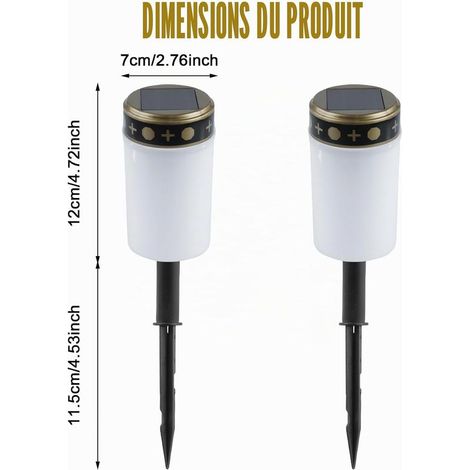 Set mit 2 LED-Solar-Trauerkerzen – mit Erdspieß – wasserdicht (IP55) – Trauerbeleuchtung – Solarleuchte – für den Außenbereich – 7 x 12 cm (1/5)