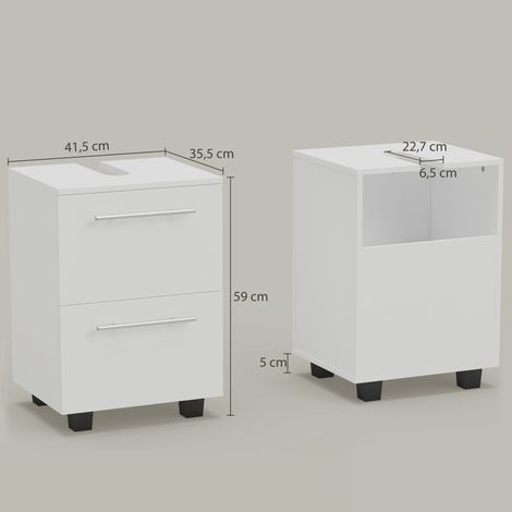 Badezimmerschrank, Waschbecken-Kommode mit Schublade, kompakt, Spanplatte, Weiß (1/5)