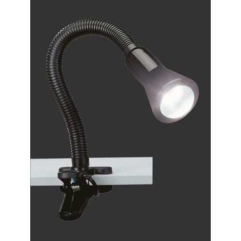 Schlauch-Klemmlampe FLEXO, E14, Höhe 49cm, flexibel, schwarz