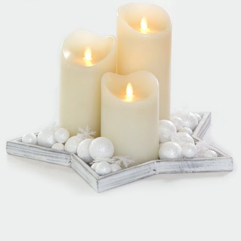 Juego de 3 velas de cera con brillo LED (1/2)