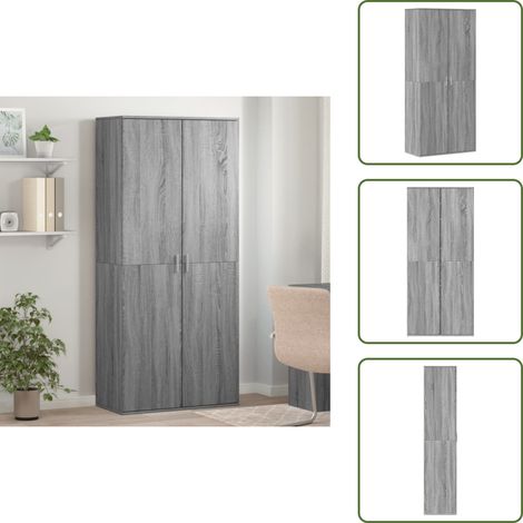 The Living Store Schuhschrank Grau Sonoma 80x39x178 cm Holzwerkstoff - Holzschrank (1/5)