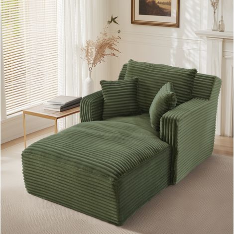 Chaise longue de pana verde, 166 x 100 x 82 cm, sin montaje DESVIAE (1/5)