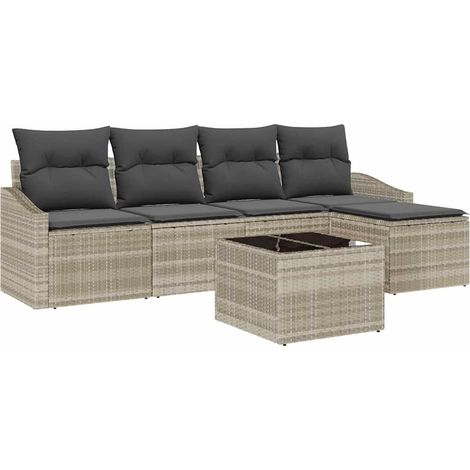 Maison Exclusive - Set di divani con cuscino 6 pcs Grigio chiaro polyrattan (1/5)