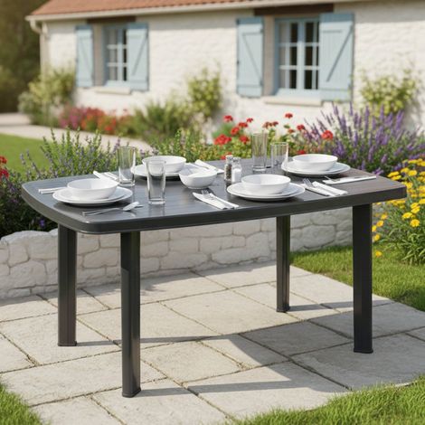 Garten-/Terrassentisch Greggs, 6 Sitze, max. 137 cm, Made in Italy, glatte Oberfläche, 137x85x72h cm Anthrazit (1/3)
