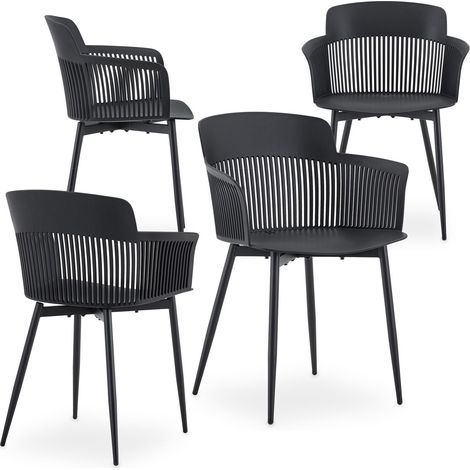 Lot de 4 chaises de jardin MANTEY Noir (Lot de 4) (1/5)