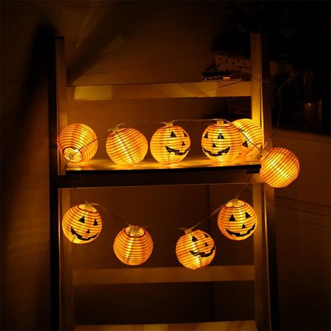 Guirlande Lumineuse Citrouille - 20 LED - Étanche IP42 - Fonctionne sur Piles - Pour Décoration Extérieure et Intérieure - Halloween Fête Thème - 1 Pièce (1/5)