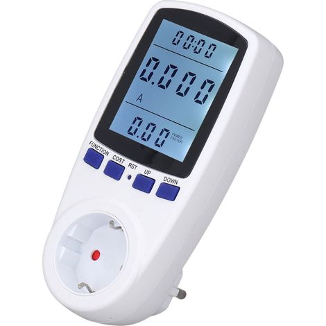 Prise électrique standard européenne type allemand, rétroéclairage blanc, 230V avec batterie intégrée, livrée avec GS15583-01, blanc, mesureur de puissance. (1/5)