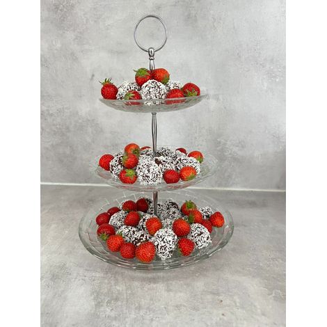 Présentoir à gâteaux 3 étages en verre cristal pâtisseries fruits