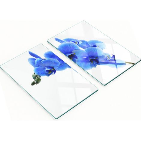 Tablas de cortar decorativas de vidrio templado, color orqu铆dea azul, 2x30x52 cm.