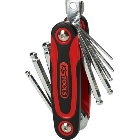 KS Tools Kugelkopf-Innensechskant-Winkelstiftschlüssel-Klapphalter, 8-tlg (1/4)