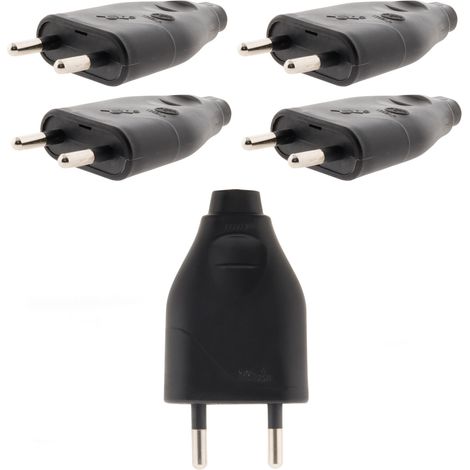 Zenitech – Lot de 5 fiches mâles 2P 6A – Sortie droite – 3680W sous 230V – Compatibilité H03VVH2-F 2x0,75mm² / HO5VV-F 2x1mm²