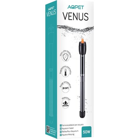 AQPET VENUS Riscaldatore Termoriscaldatore per Acquario in vetro Infrangibile Termostato regolabile, 50 Watt Lunghezza 22 cm (1/5)