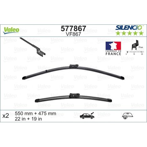 Balai d'essuie-glace Valeo 577867 JEEP 52028679 52028681 A2048201400