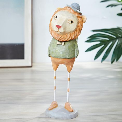 Statue décorative en résine représentant un animal (Monsieur Lion) - Décoration pour salon, chambre, étagère, armoire de bureau (1/3)