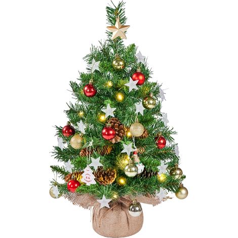 Homevive Mini Árbol de Navidad Artificialcon Piñas, con Luces LED, 61cm (1/5)