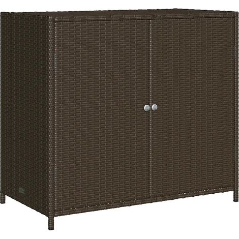 Armario práctico para guardar herramientas y cojines en el jardín 83 x 45 x 76 cm resina tejida marrón 020047417 (1/5)