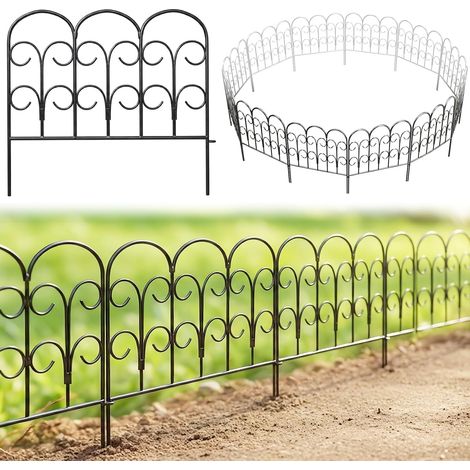 Decorative Metal Garden Fence 40cm H x 47cm (5 Panels, 2.35m) Wrought Iron Garden Border Flower Bed (1/5)