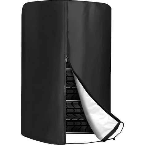 Funda para neumáticos, 85 x 85 x 120 cm, fabricada en tela Oxford, con cremallera, impermeable, resistente al sol y al polvo, para neumáticos de remolque, autocaravana, coche y camión, color negro. (1/5)