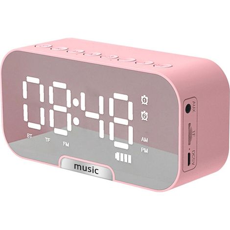 Digitaler Spiegelwecker mit Bluetooth-Lautsprecher und FM-Radio, zwei Alarmen, elektronischer Tischwecker