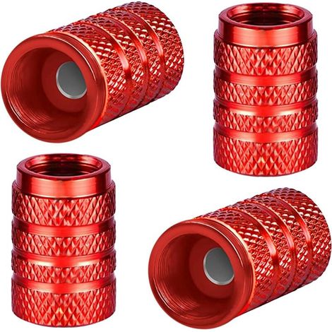 Aluminum Tire Valve Stem Caps, 4 Pieces, Metal Car Tire Dust Caps, Universal Tire Valve Caps with Seal for Motorcycle, Bicycle, Truck (1/5)