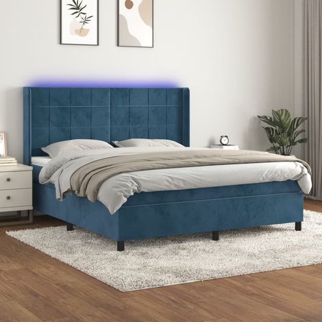 Letto a Molle con Materasso e LED Blu Scuro 180x200 cm vidaXL (1/5)
