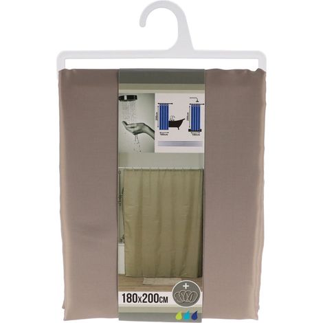 Rideau de douche Taupe avec anneaux inclus 180 x 200 cm - TENDANCE (1/3)