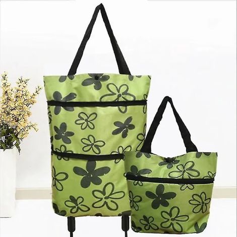 [RM] Carrello della spesa pieghevole 2 in 1, Borsa della spesa pieghevole a due livelli, Cerniera e ruote, Pieghevole (1/2)