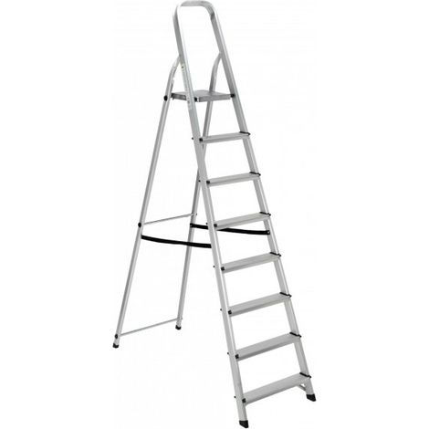 Scala in alluminio 8 gradini antiscivolo 134x51x215h cm Fredi Revete
