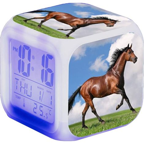 Réveil Cheval - LED Alarme Animale avec lumière Brillant dans la (1/4)