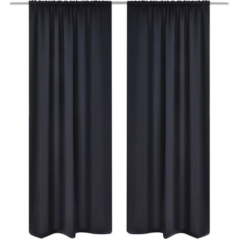 Verdunkelungs-Vorhänge mit Schlaufen 135 x 245 cm Schwarz blackout vidaXL (1/3)