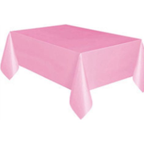 Nappe de couleur unie en plastique jetable PE nappe ronde rectangulaire anti-taches d'huile fête d'hôtel à la maison(Rose) (1/4)