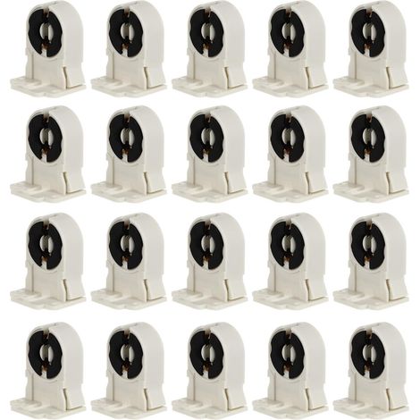 Lot de 20 douilles T8 G13 pour lampe fluorescente - Sans pont - Pied tombal - Support rotatif pour tube fluorescent - 250 V 2 A - Culot de tube LED pour remplacement de réparation - 3,6 x 2,8 x 2,2 cm (1/5)