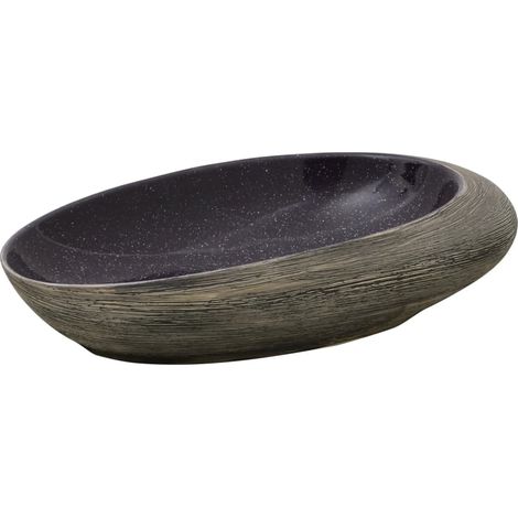 vidaXL Lavabo da Appoggio Viola e Grigio Ovale 59x40x14 cm Ceramica