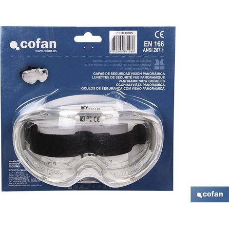 Gafas de seguridad con visión panorámica y Cristal Antivaho con Protección UV UNE-EN 166 COFAN 11000027BL