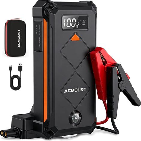 7000A Booster Batterie Voiture, 23800mAh Démarreur de Batterie de Voiture(Jusqu'à 10.0L Diesel ou 12.0L Gaz) 12V Jump Starter avec Pinces Intelligentes, LED 3 Modes (1/5)