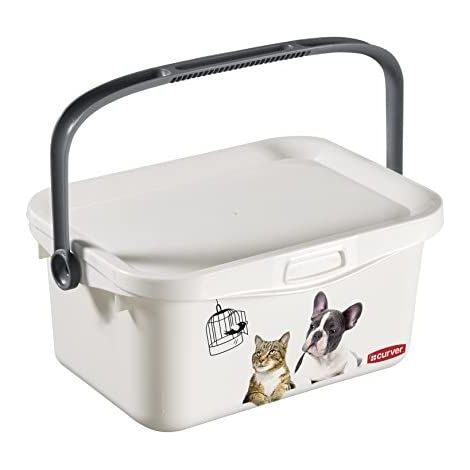 Curver - Scatola per cibo e crocchette, contenitore per crocchette 3L per cani e gatti, 25,7 x 17,7 x 11,3 cm, Colore Bianco
