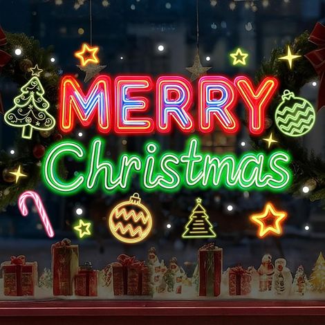 Pegatinas navideñas para ventanas, pegatinas de Navidad, pegatinas de doble cara para cristales de tiendas, decoración navideña, 2 unidades. (1/5)