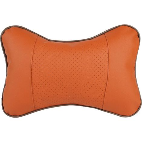 Lot de 2 oreillers de cou de voiture en cuir PU confortable Coussin de soutien doux pour la tête et le cou(marron)