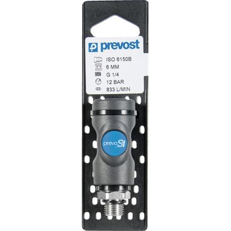 Raccord rapide de sécurité PREVOST, Filetage vers Mâle G 3/8 Mâle 3/8pouces ISO B6 en Corps Composite ( Prix pour 1 )