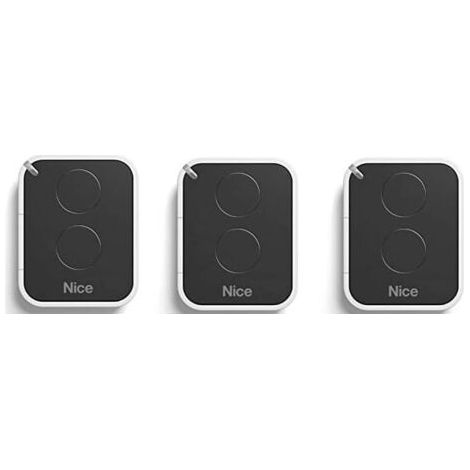 Set mit 3 Nice Era ON2E ON2 Fernbedienungen – Tor- und Garagentorsender – 2 Kanäle, 433,92 MHz Frequenz, Schwarz/Weiß – Kompatibel mit Nice Motoren
