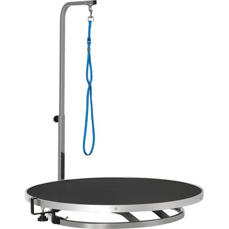 Drehbarer Hundepflegetisch, rutschfeste Oberfläche, höhenverstellbare Liegefläche mit Lasso, zum Baden und Trocknen zu Hause, bis 40 kg belastbar, Ø 65 x 72 cm (H), schwarz
