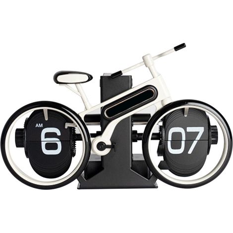Vintage-Tischuhr mit mechanischem Fahrradmotiv  Klappuhr-Design  PVC  20,3 x 7 x 13 cm  2 AAA-Batterien  Rosarot, Gelb, Rot, Weiß, Blau, Grün (optional)