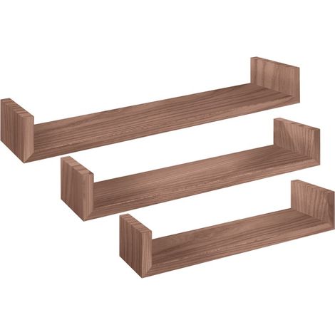 Set di 3 Mensole da Muro, Mensole Muro Design, Mensola da Parete, Wengè, 60x8 p15,5 cm, 50x8 p15,5 cm e 40x8 p15,5 cm - Calamita (1/4)