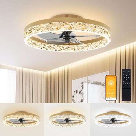 Ventilatore da soffitto a LED da 50 cm con telecomando e luce regolabile, ideale per camera da letto e soggiorno moderni. (1/5)