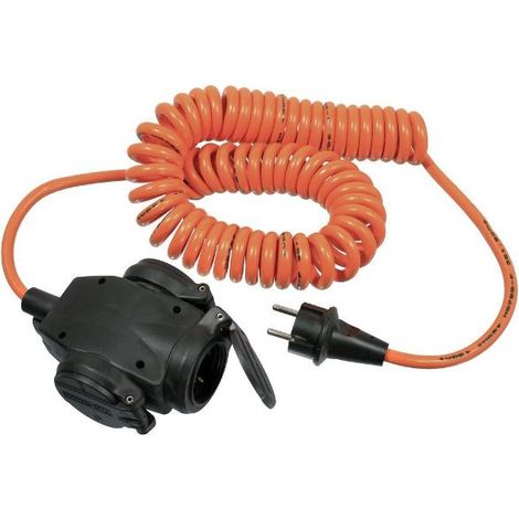 3-fach Spiralverlängerung 5m Stecker Kupplung H07BQ-F 3G1,5 IP44