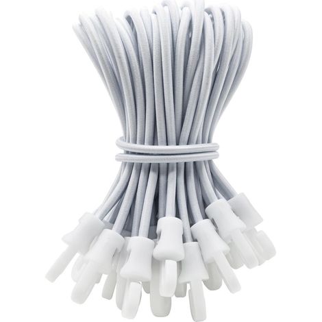 Spanngummis mit Haken 25 Stück, 15 cm, Weiß, dehnbar bis 30 cm (1/5)